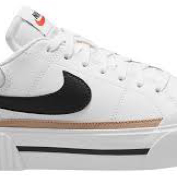 White Sneakers with Black Swoosh - Picture 1 of 4